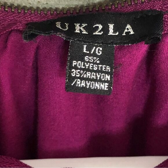 UK2LA Size Large Fuchsia Adjustable Zippered Neck Top - Picture 4 of 4